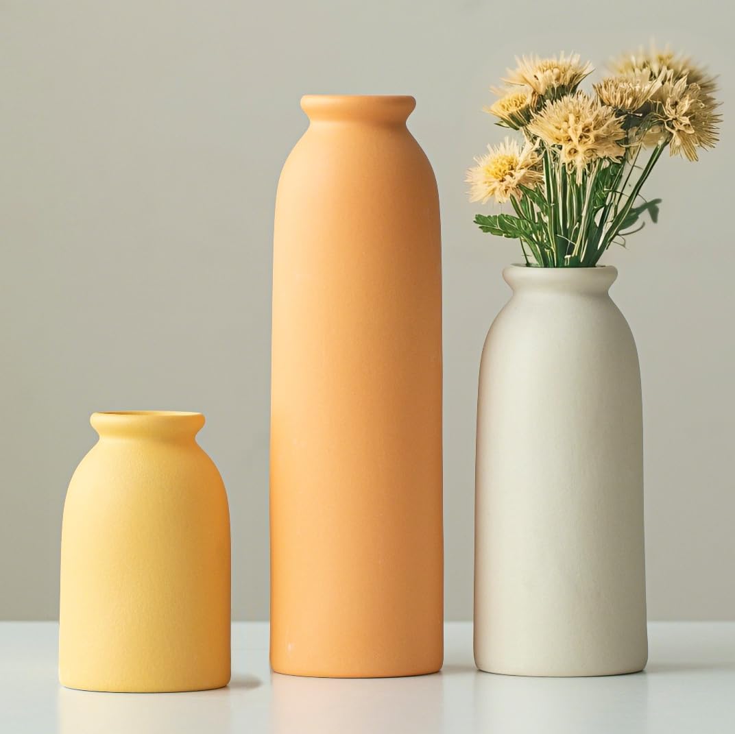 Boho Beige Vase Set — 4" — Standard Orange