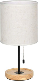 Linen Modern Wood Bedside Lamp - View 4