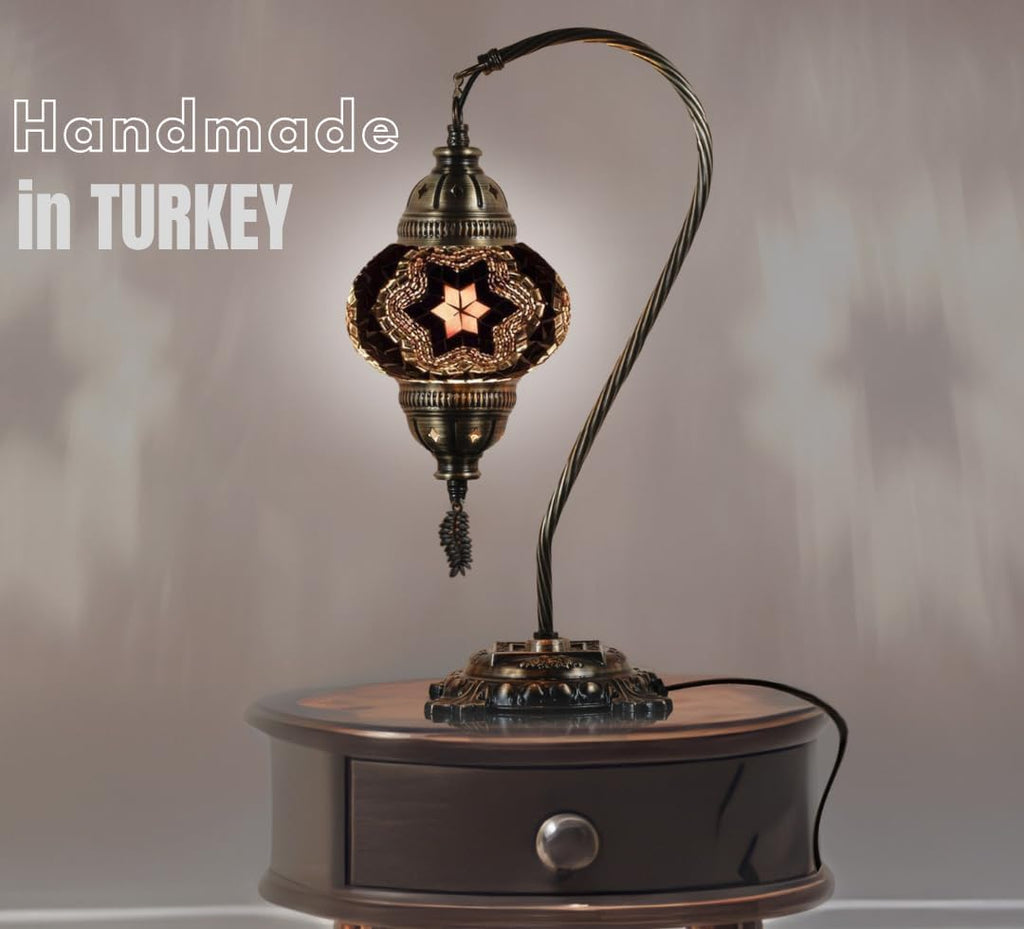 Handcrafted Boho Black Table Lamp — 15" - View 2