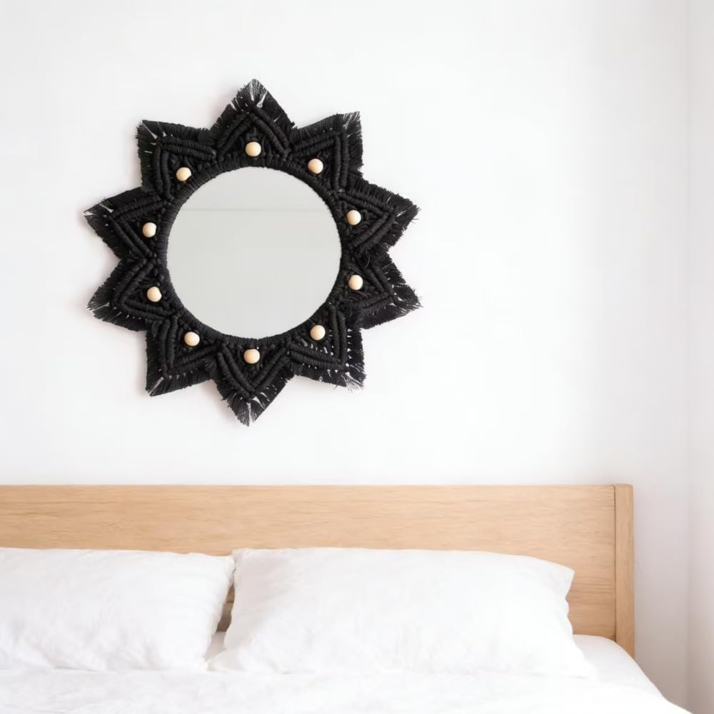 Boho Black Round Mirror - View 6