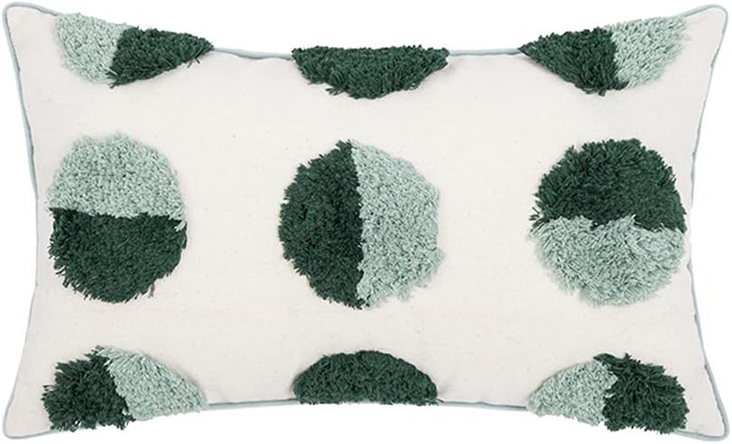 Tufted Boho Green Throw Pillow Cover — 18" — 20" x 12" (Pack of 1)