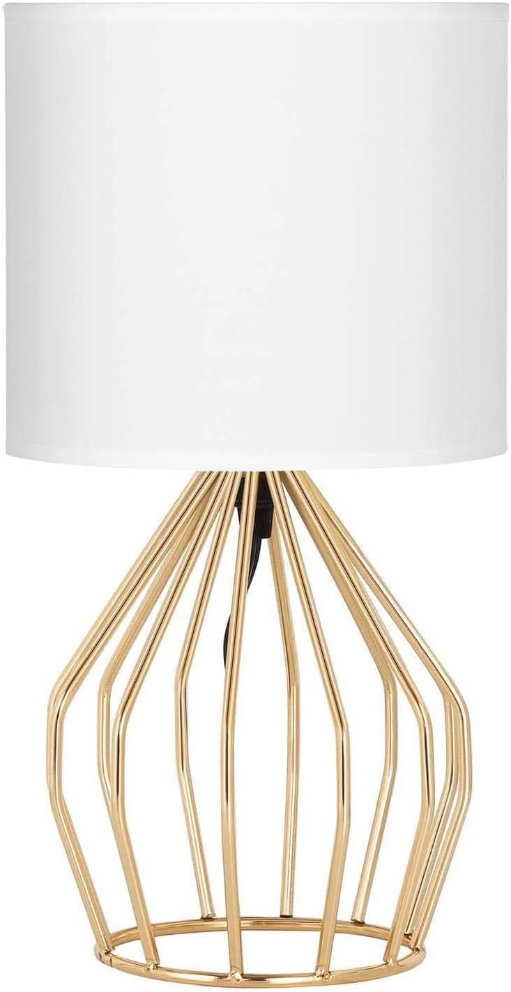 Linen Modern Black Bedside Lamp — Gold