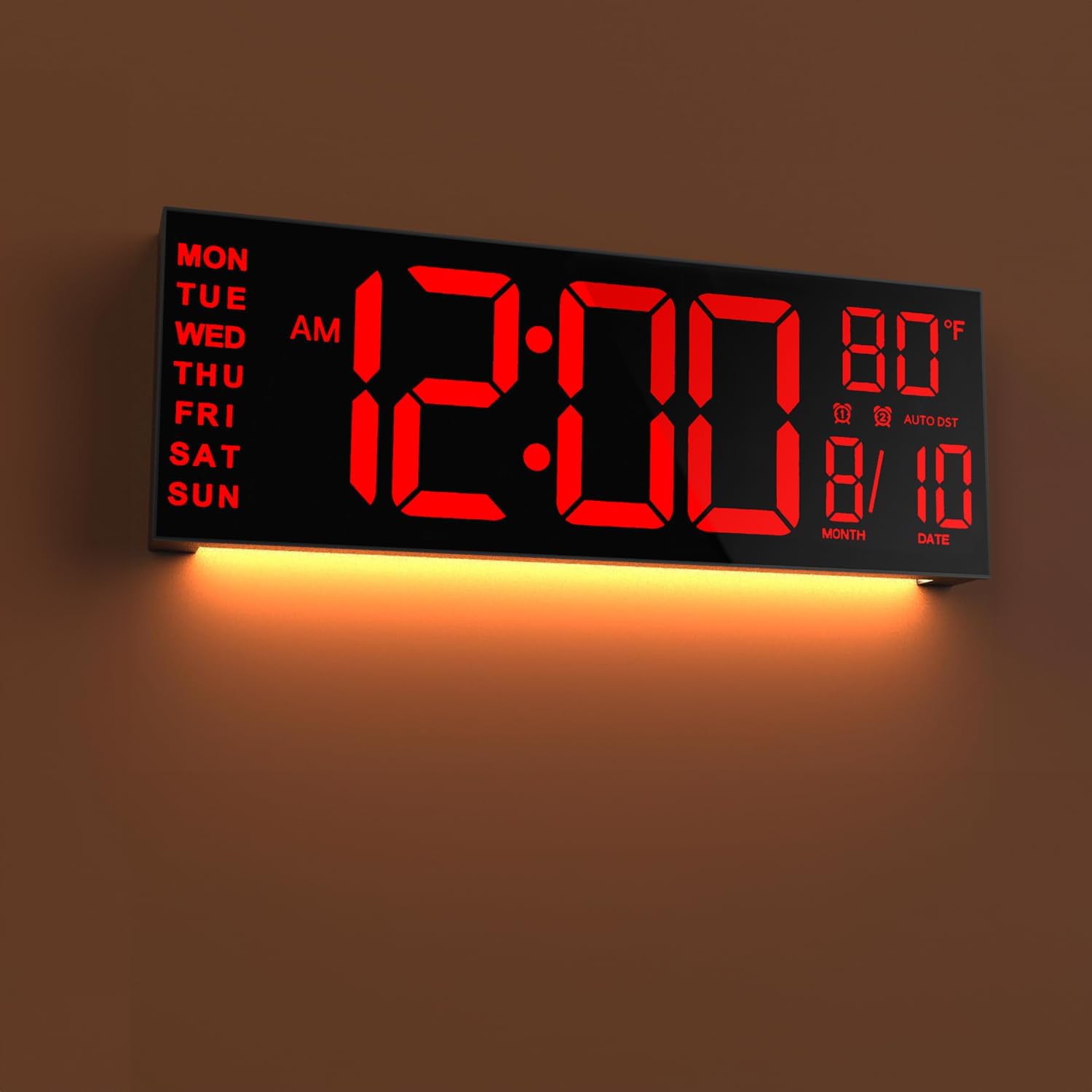 RGB Black Wall Clock — 18" — Red