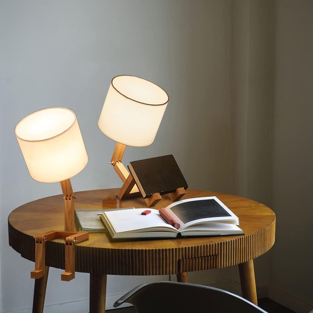 Adjustable Modern Wood Bedside Lamp — Set of 2 - View 2