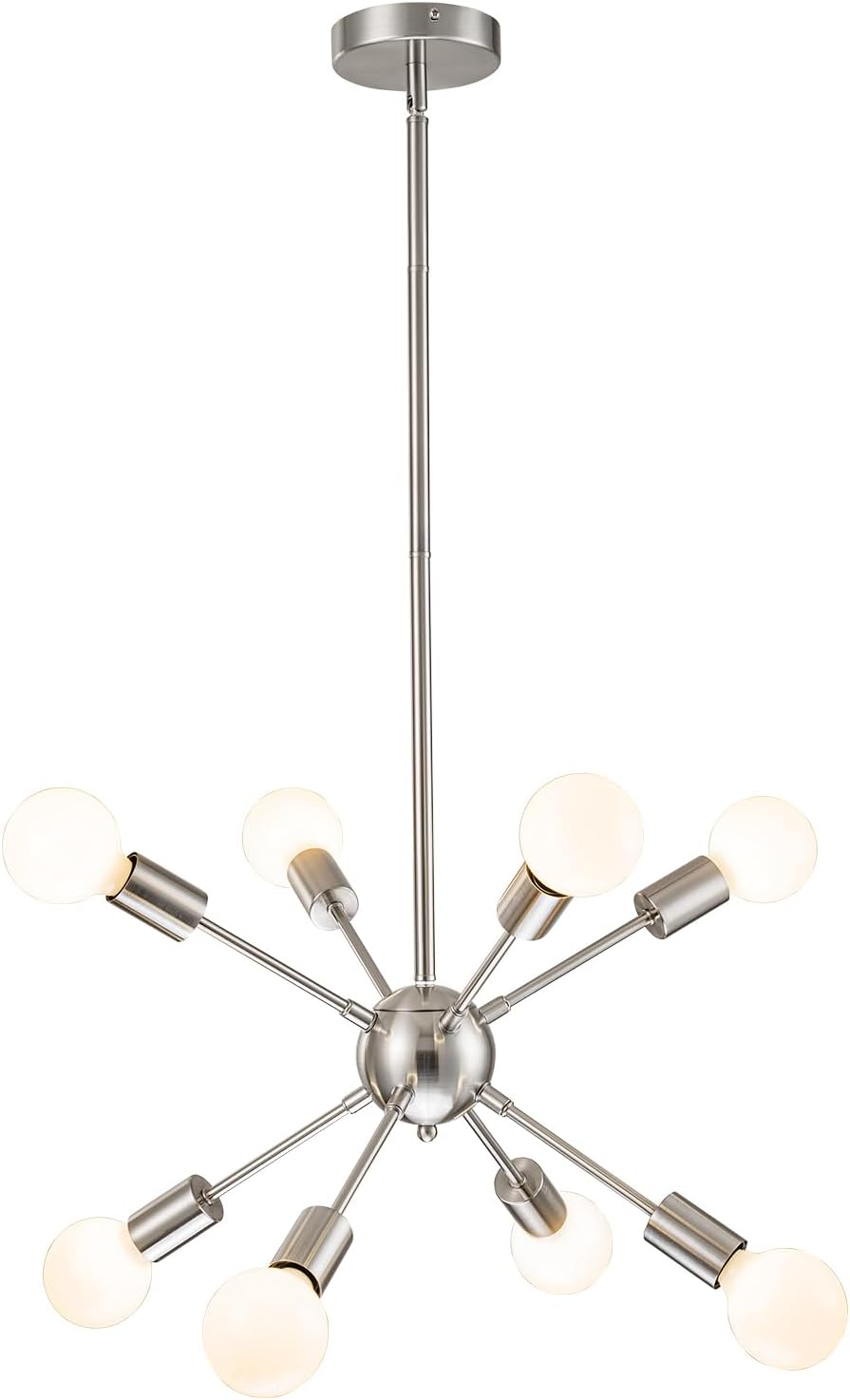 Adjustable Modern Black Chandelier — Brushed Nickel