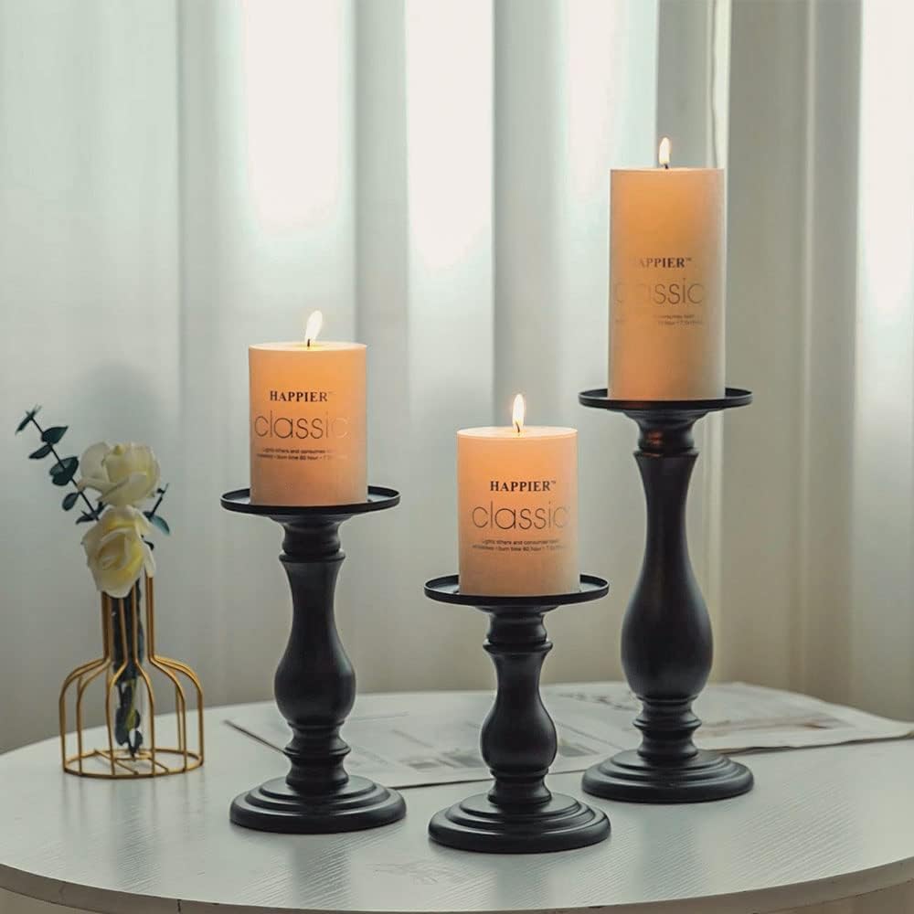 Farmhouse Metal Pillar Candle — 10" - View 10