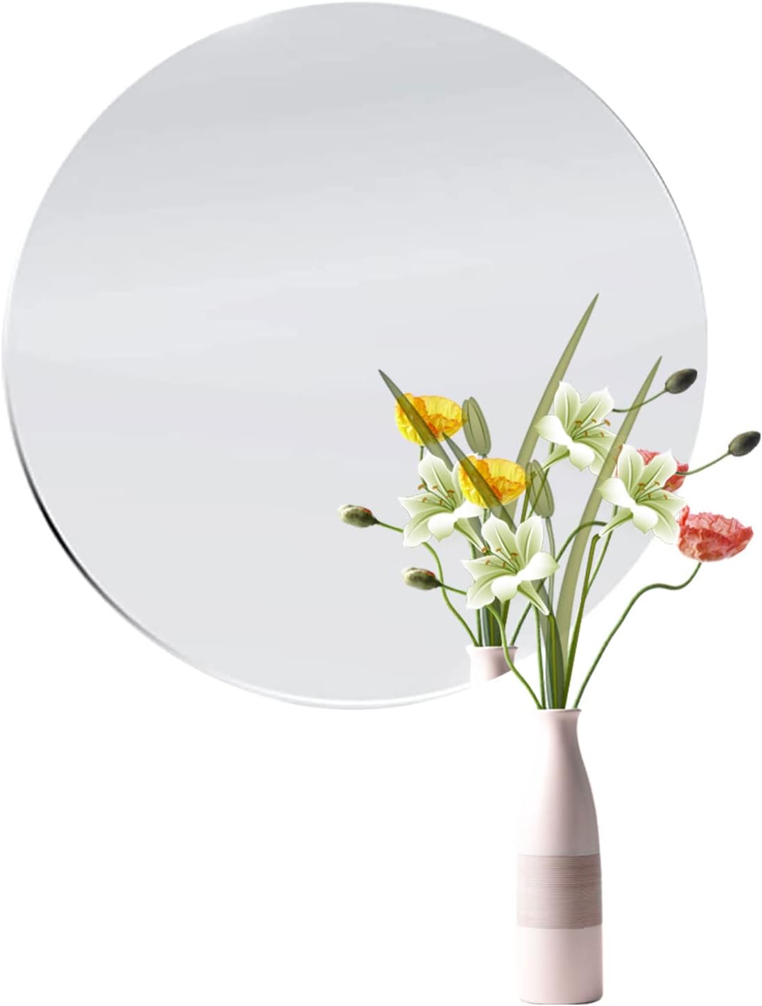 Glass Round Mirror — 7.9" — 12"L x 0.1"W