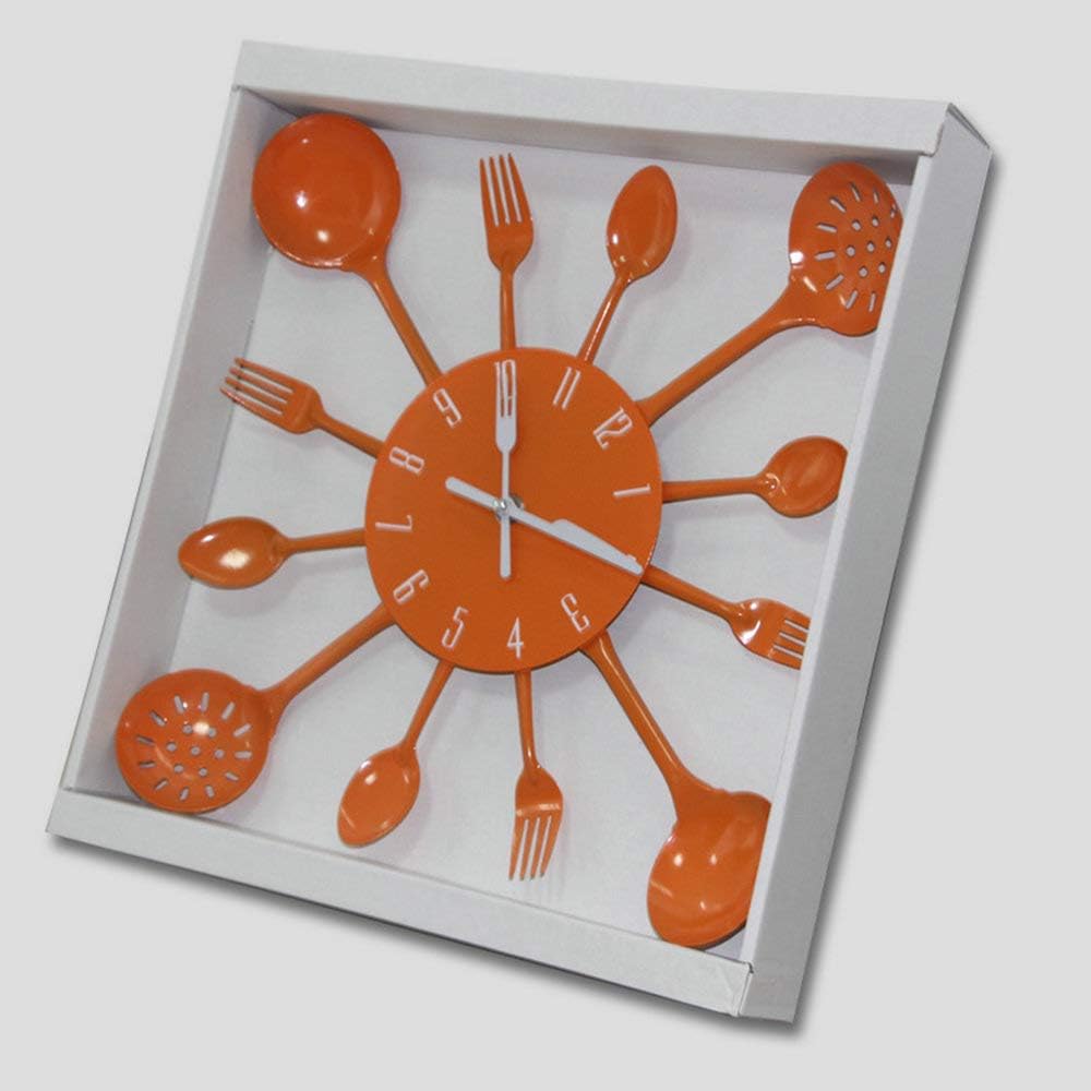 Antique Modern Orange Wall Clock — 16" - View 6