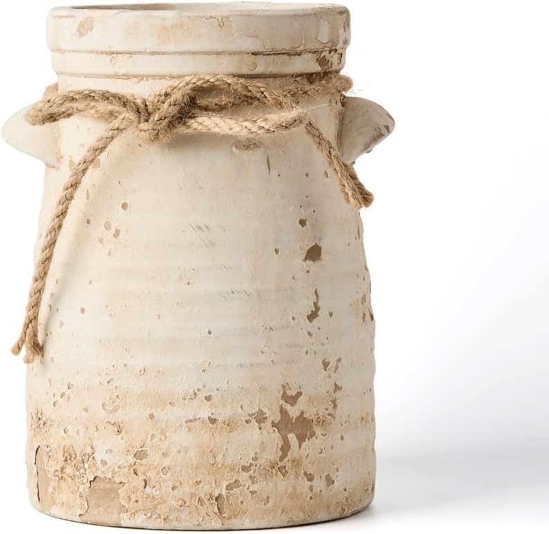 Farmhouse Beige Flower Vase — 8" - View 7