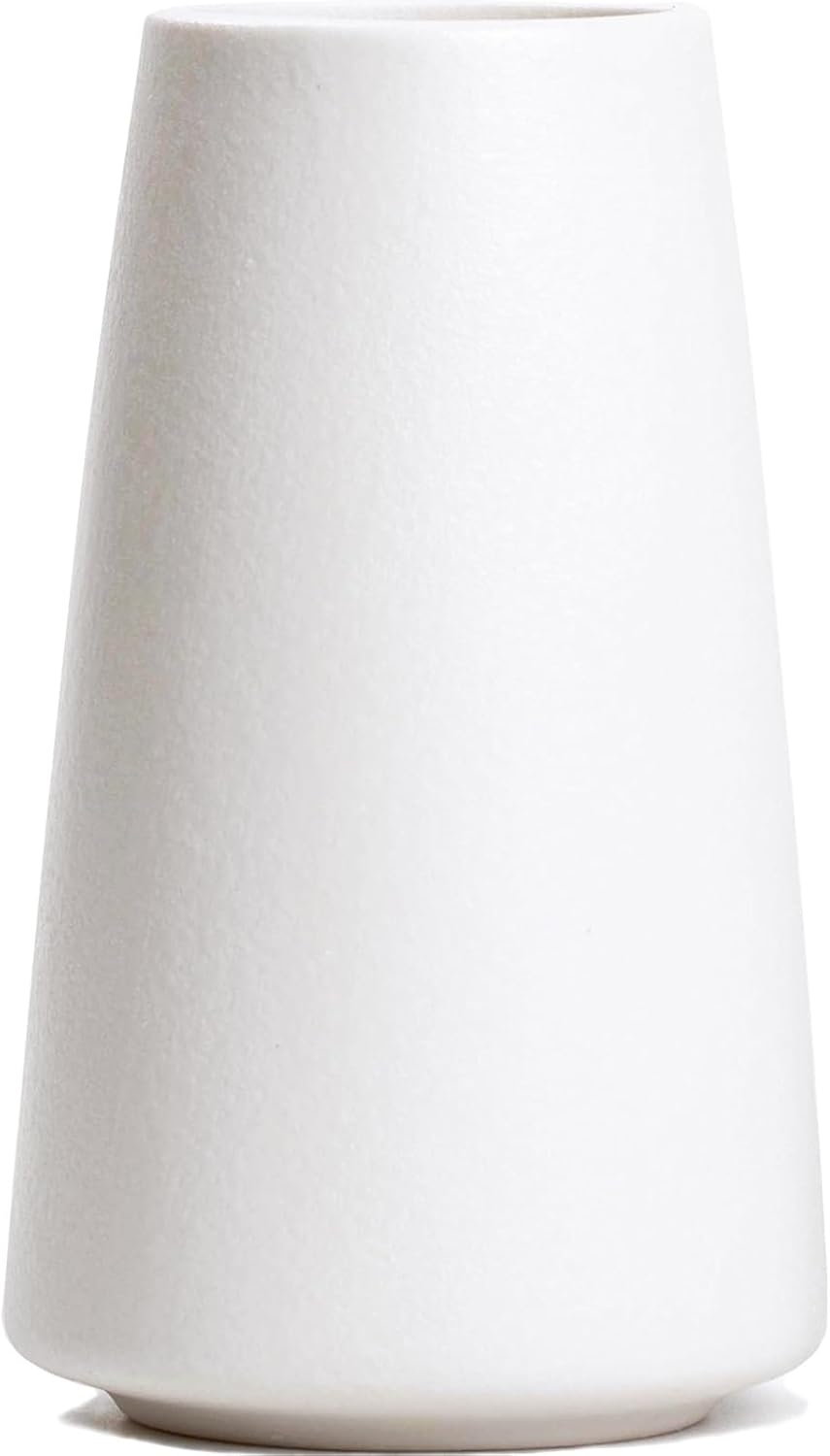 Boho Beige Flower Vase — Solid White