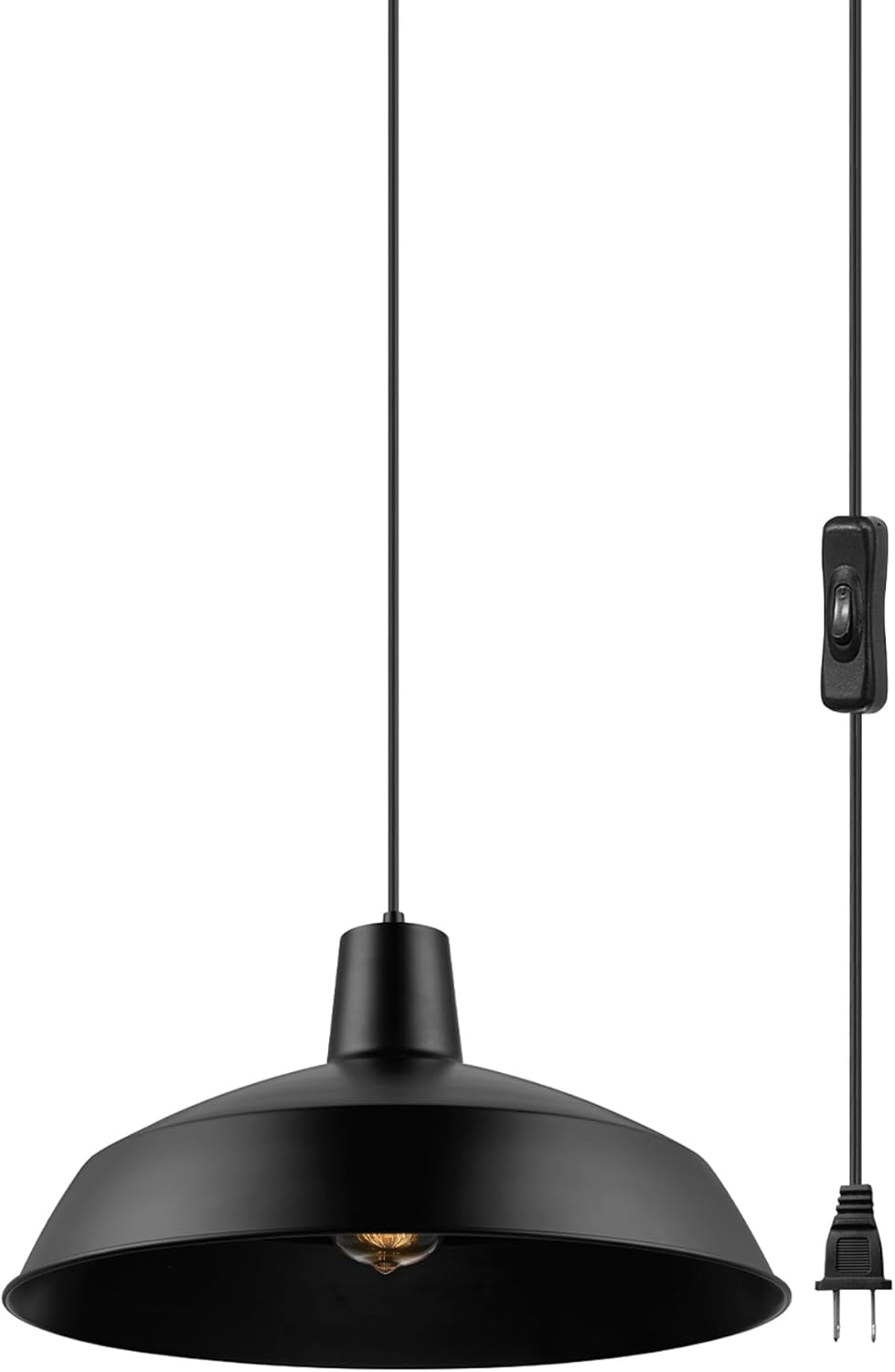 Black Pendant Light — 1-Light — Barnyard Black (Plug-In)