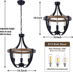Vintage Farmhouse Wood Chandelier — 4-Light - View 5