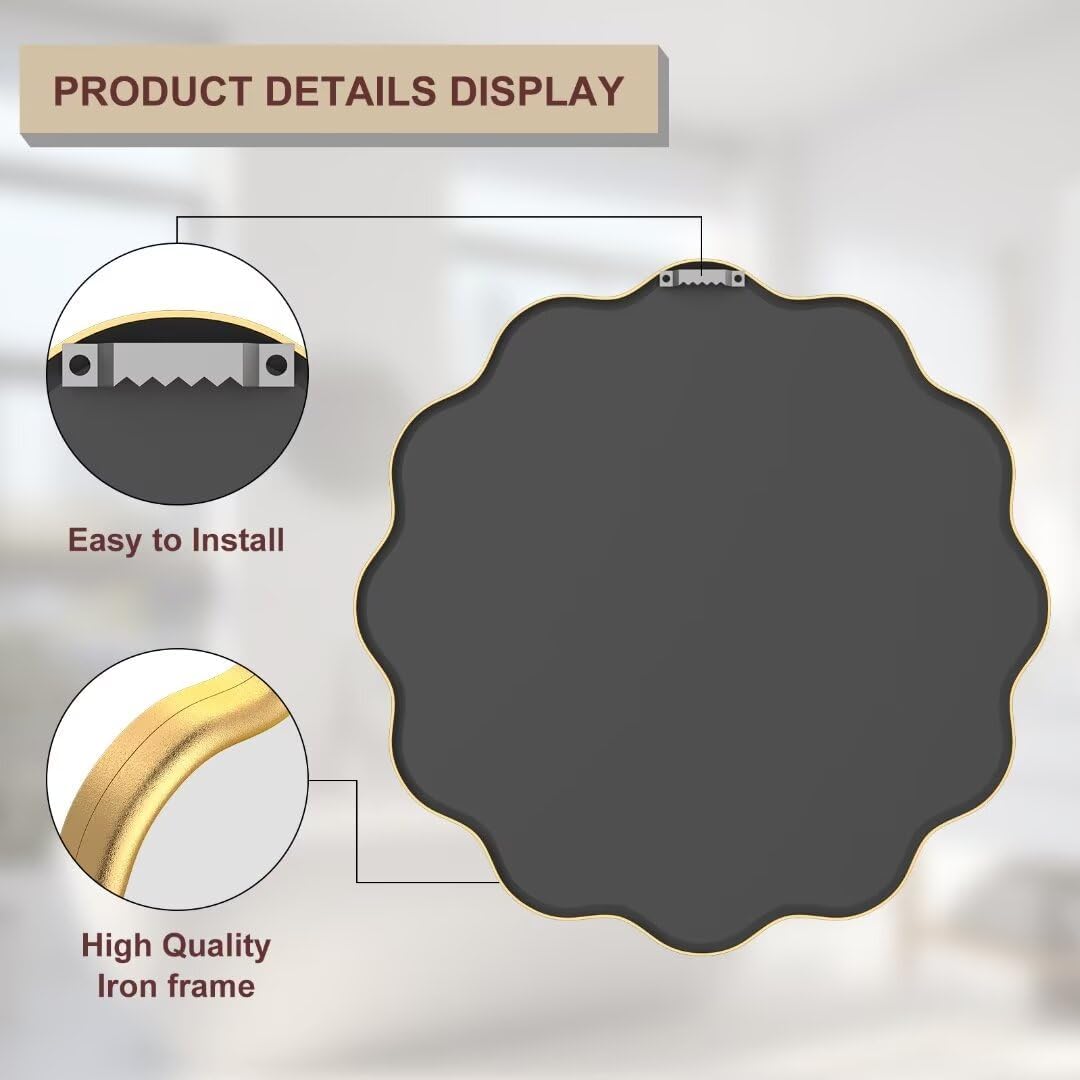 Round Luxe Black Wall Mirror — 20" - View 4
