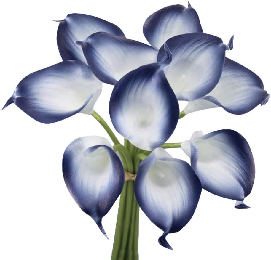 Beige Artificial Flowers — Navy Trim