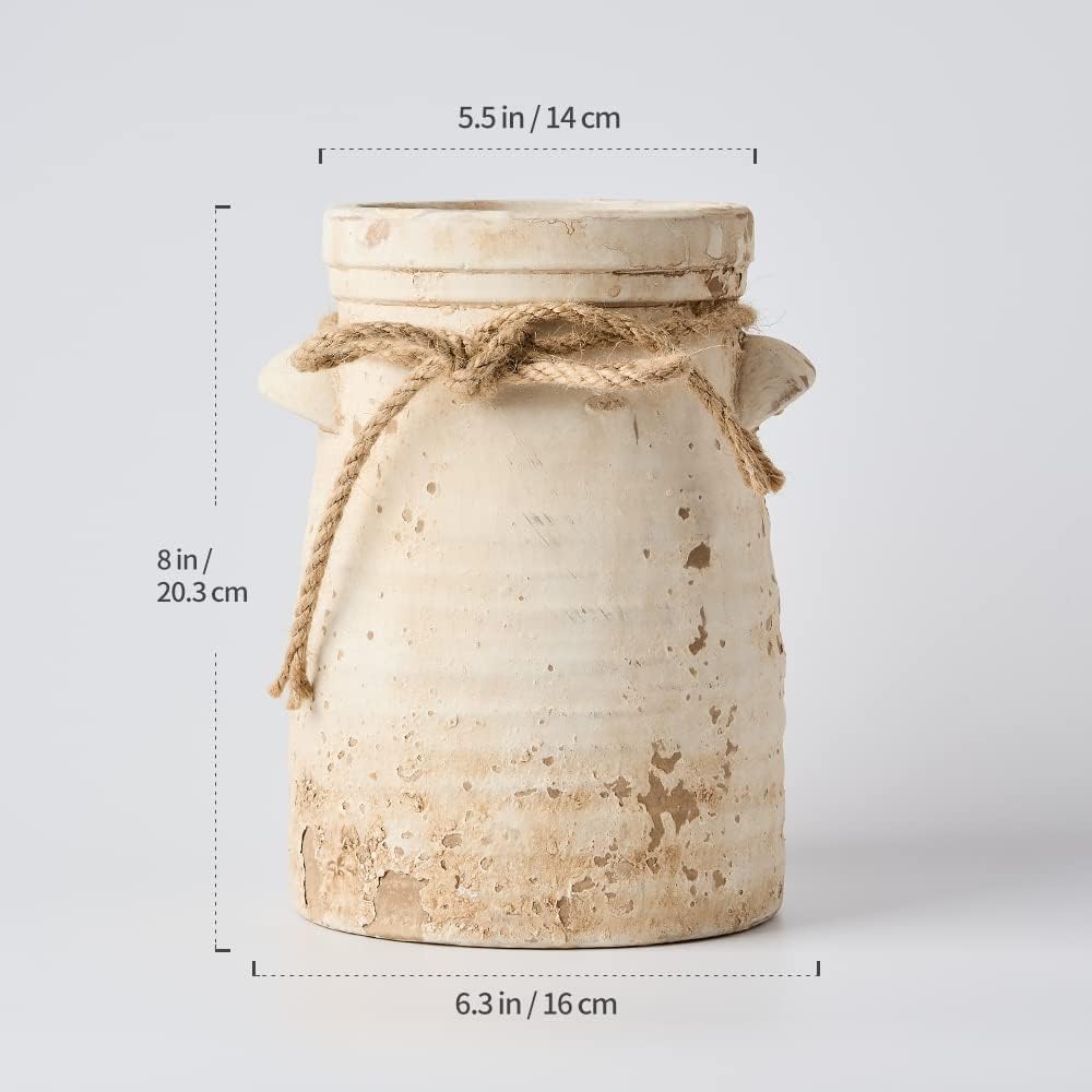 Farmhouse Beige Flower Vase — 8" - View 4