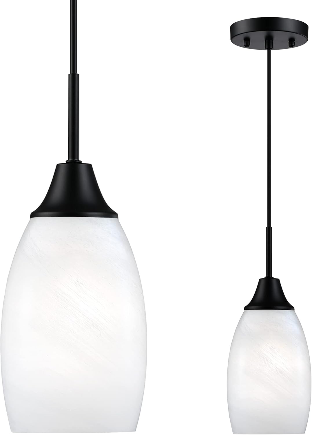 Oval Luxe Black Pendant Light — 4.72" — Blak&White