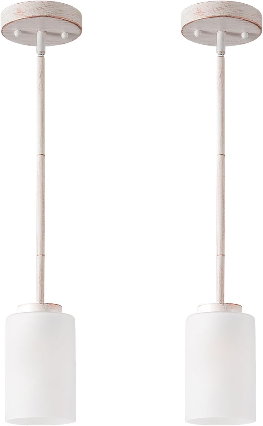 Adjustable Modern Black Chandelier — 1-Light — White Gold Cord with Opal White Glass