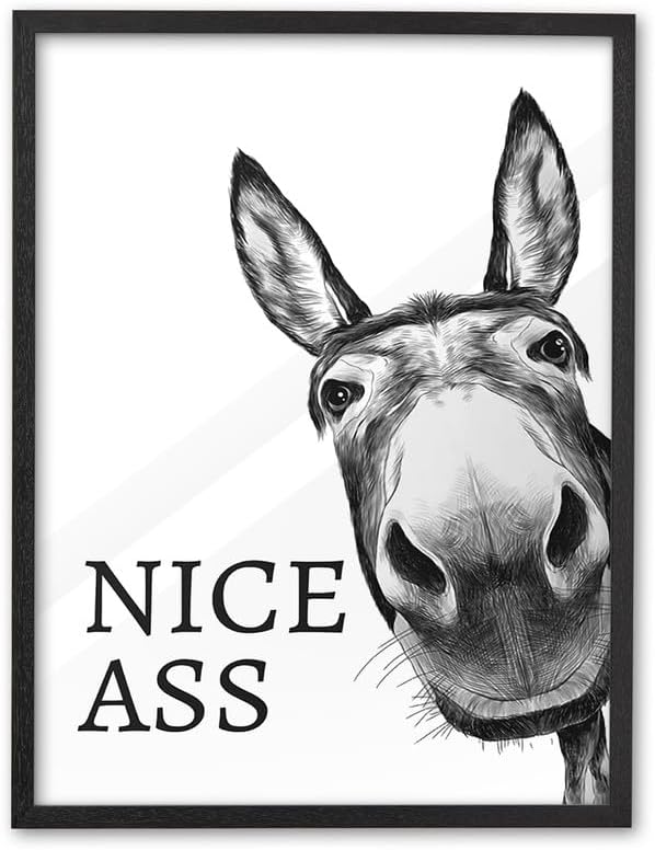 Framed Black Canvas Wall Art — 16" — Donkey Black