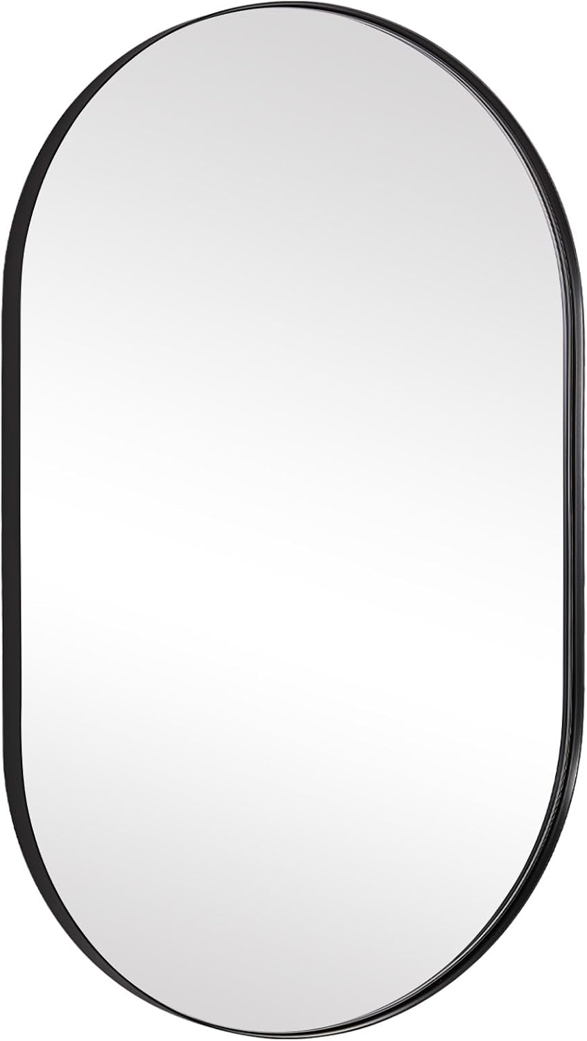 Oval Luxe Black Mirror — 1" — Black