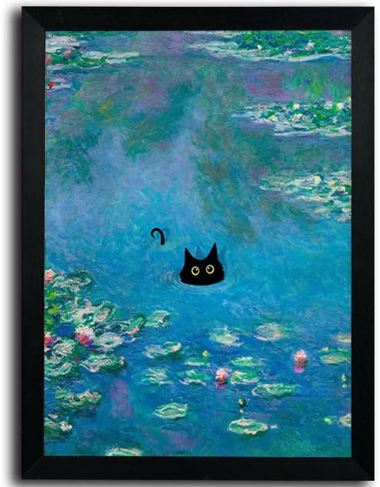 Framed Black Canvas Wall Art — 16" — Black CaT-4