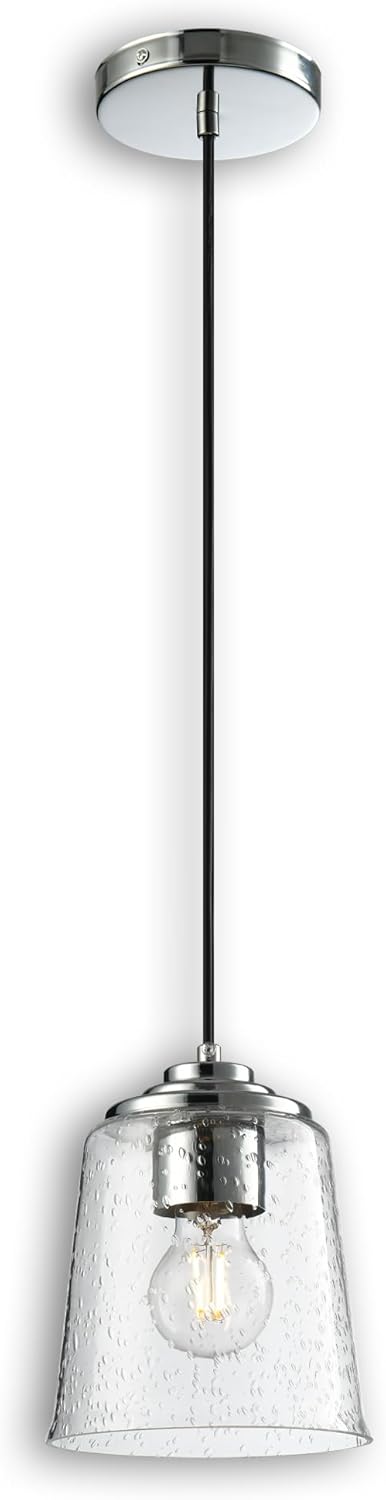 Adjustable Modern Beige Pendant Light — 6.6" — Frosted Chrome