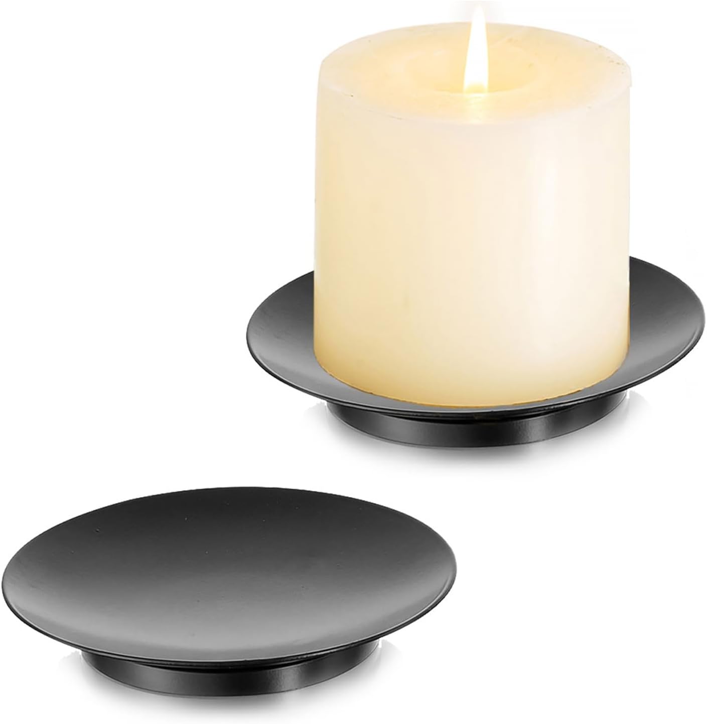Luxe Black Pillar Candle — Set of 2 — Black