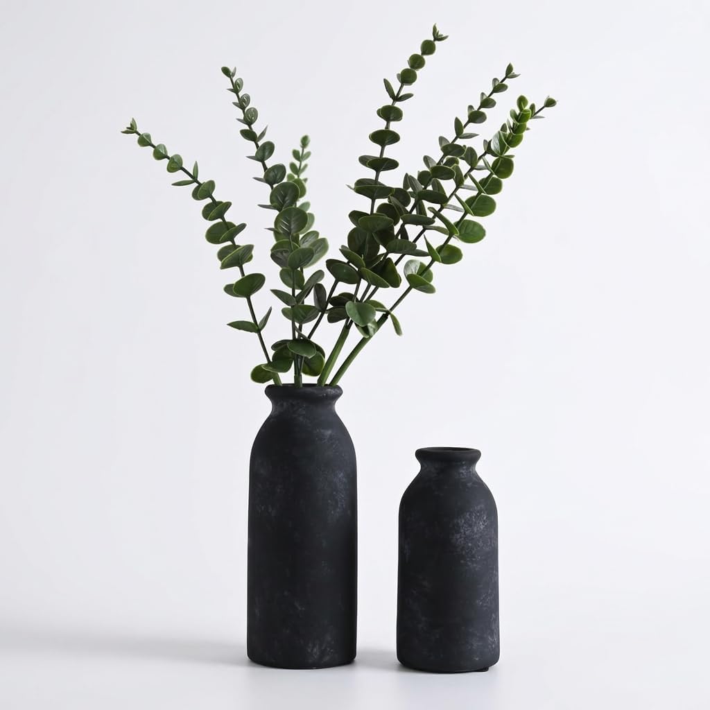 Farmhouse Black Flower Vase — 8" — Black