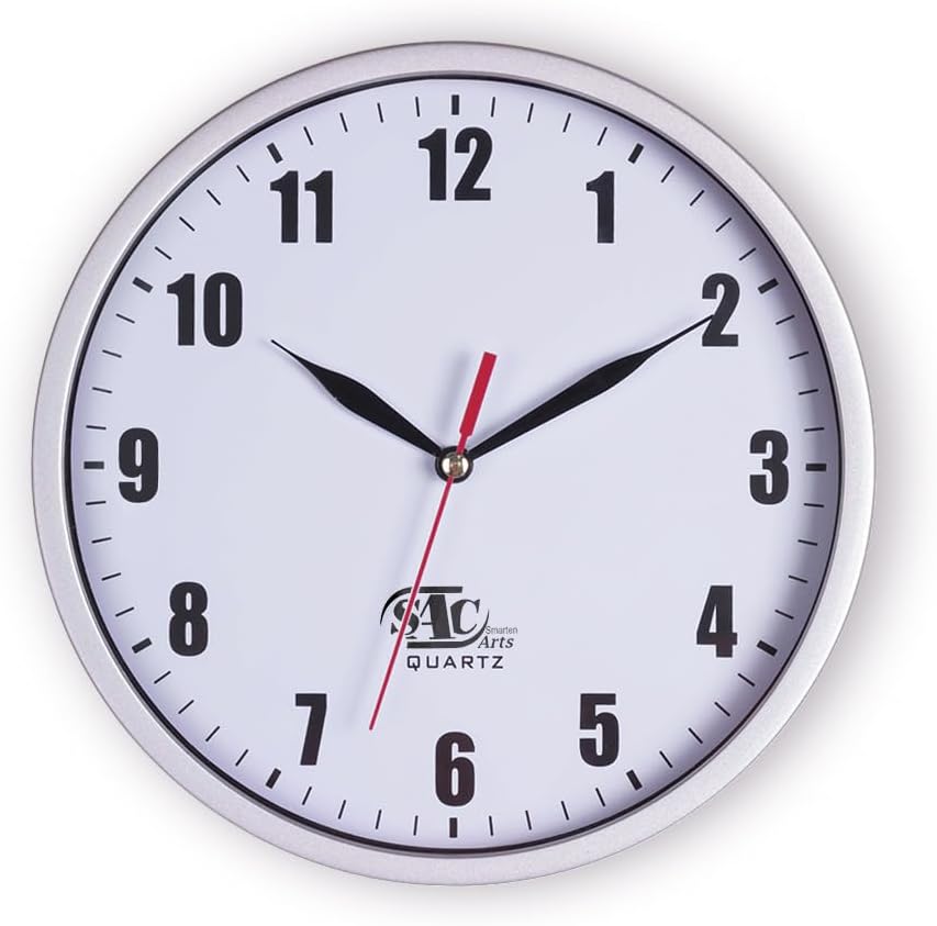 Black Wall Clock — 8" — 02 Silver