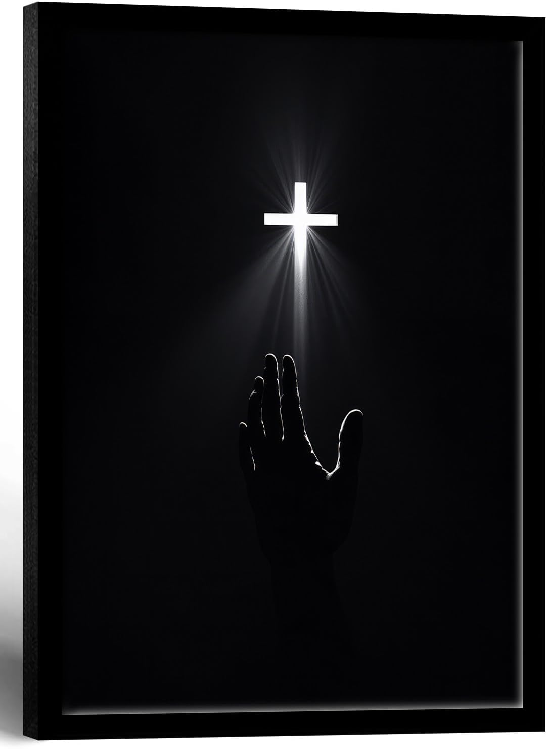 Framed Black Wall Art — 16" — Framed Black Cross