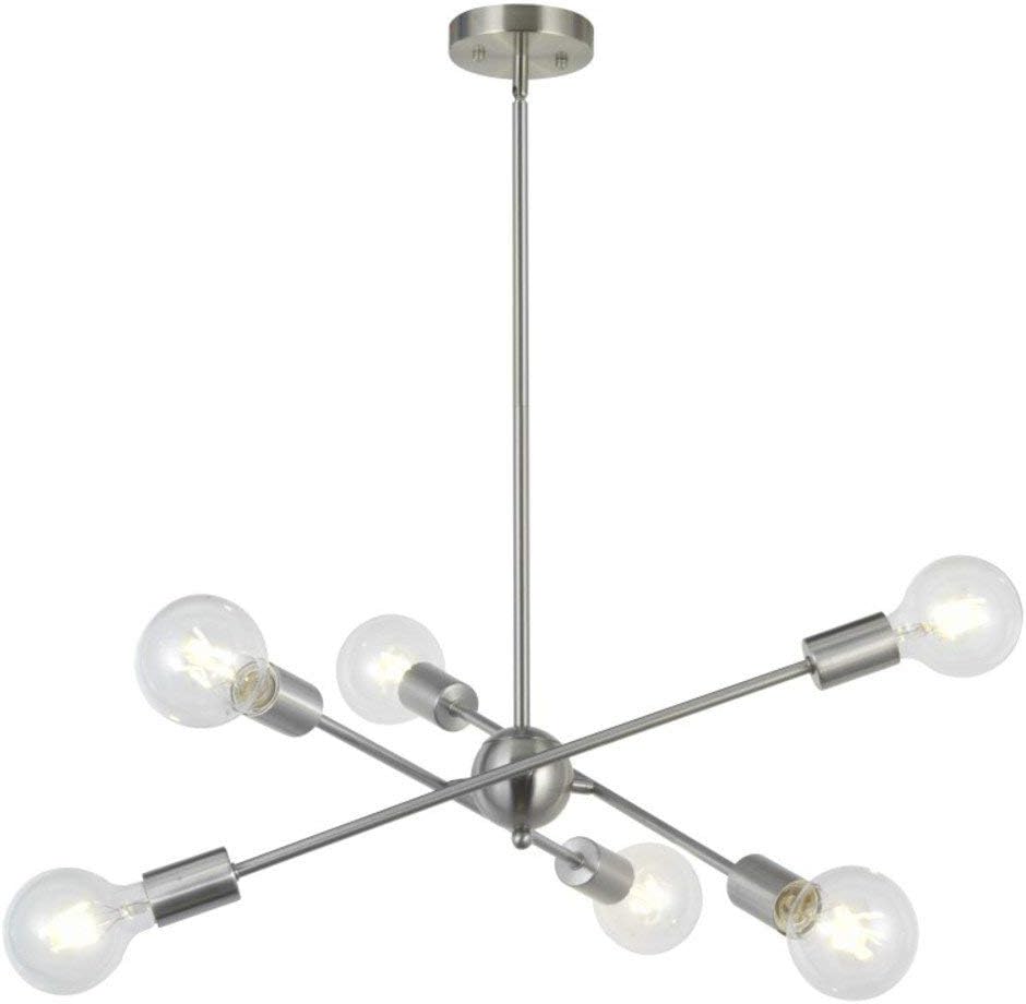 Adjustable Farmhouse Black Chandelier — Brushed Nickel