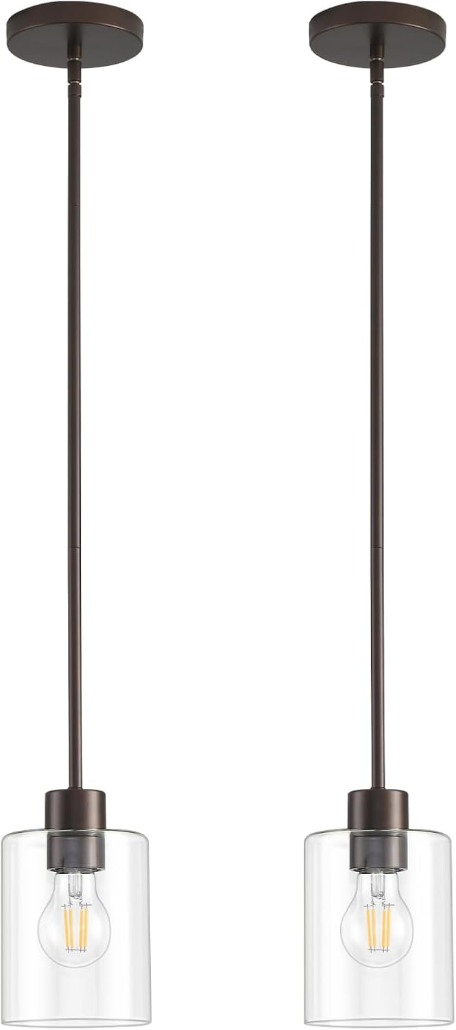 Farmhouse Black Pendant Light — Oil Rubbed Bronze 2PK