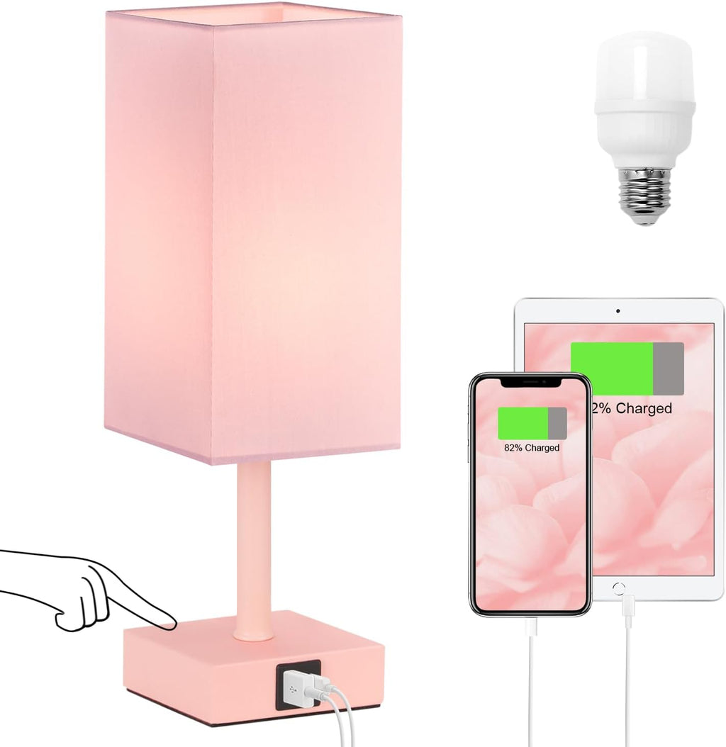 Touch Control Black Nightstand Lamp — Pink & Pink
