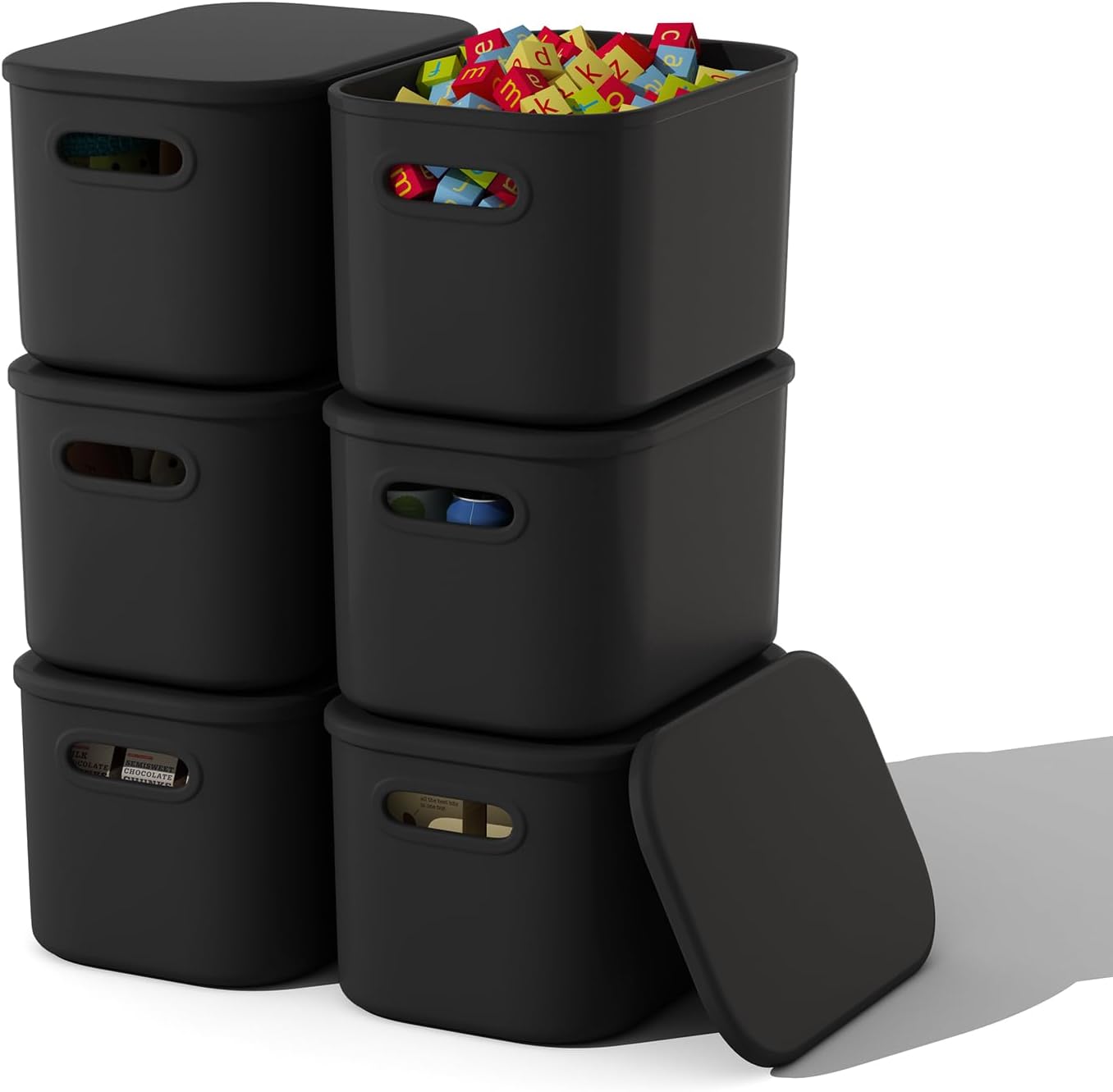 Black Storage Bin — 7" — 6 Pack
