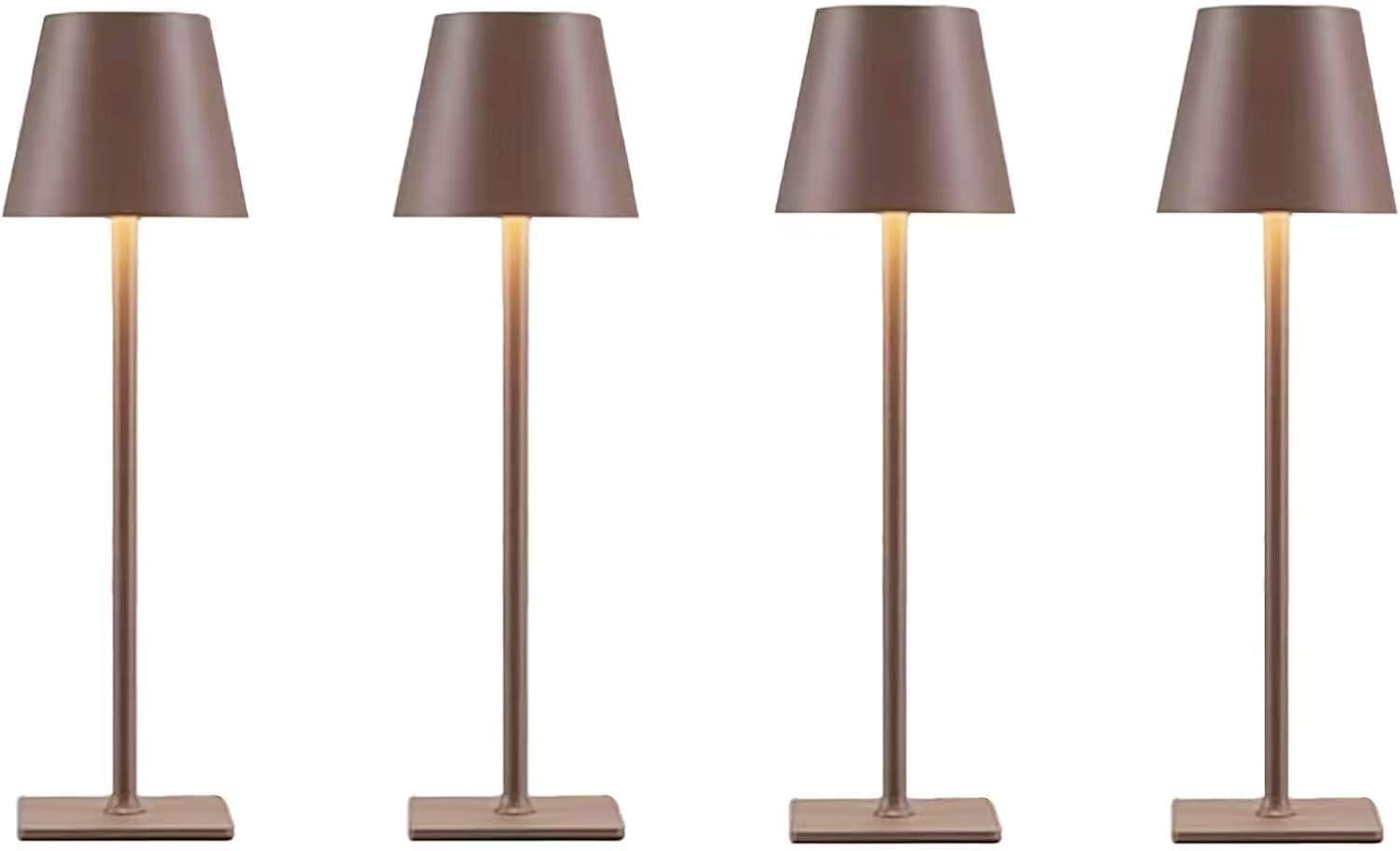 Cordless Black Desk Lamp — Set of 2 — Brown