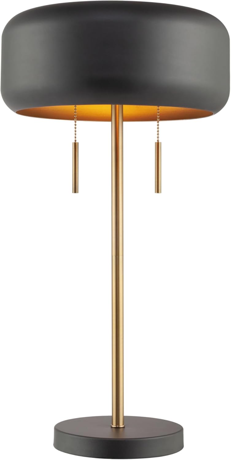 Modern Gold Table Lamp — 2-Light — Dark Gray