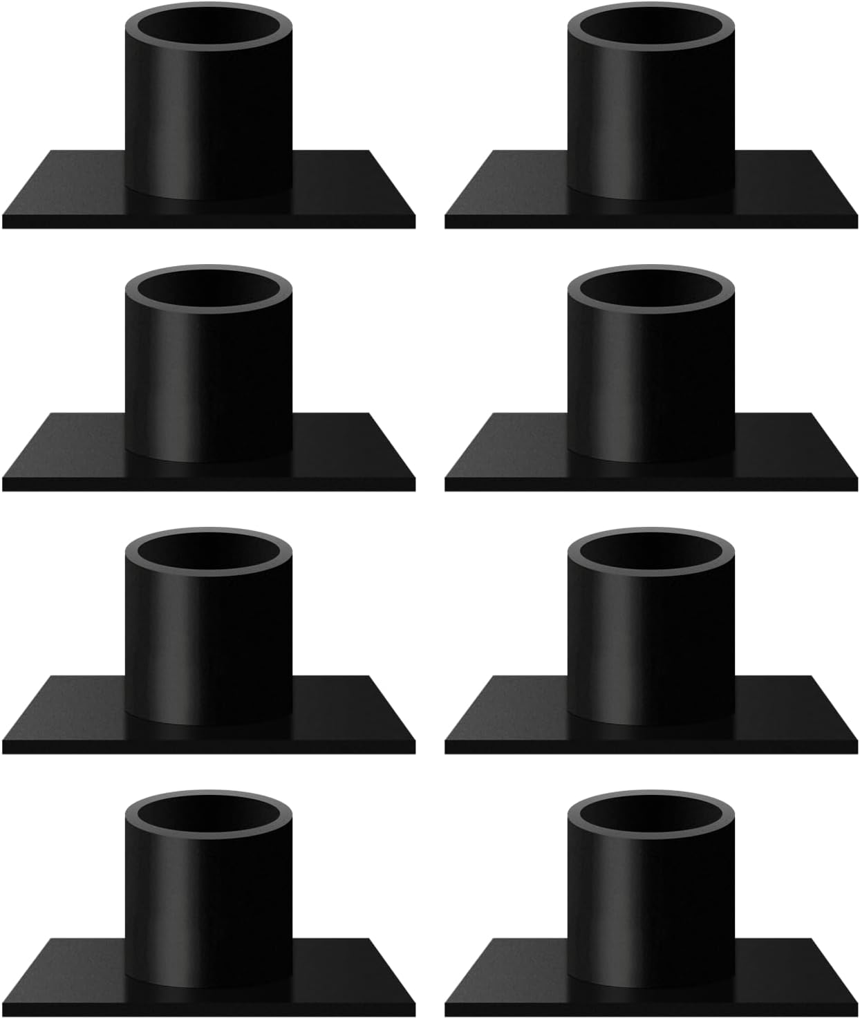 Round Black Pillar Candle — Set of 4 — Black-s-8pcs