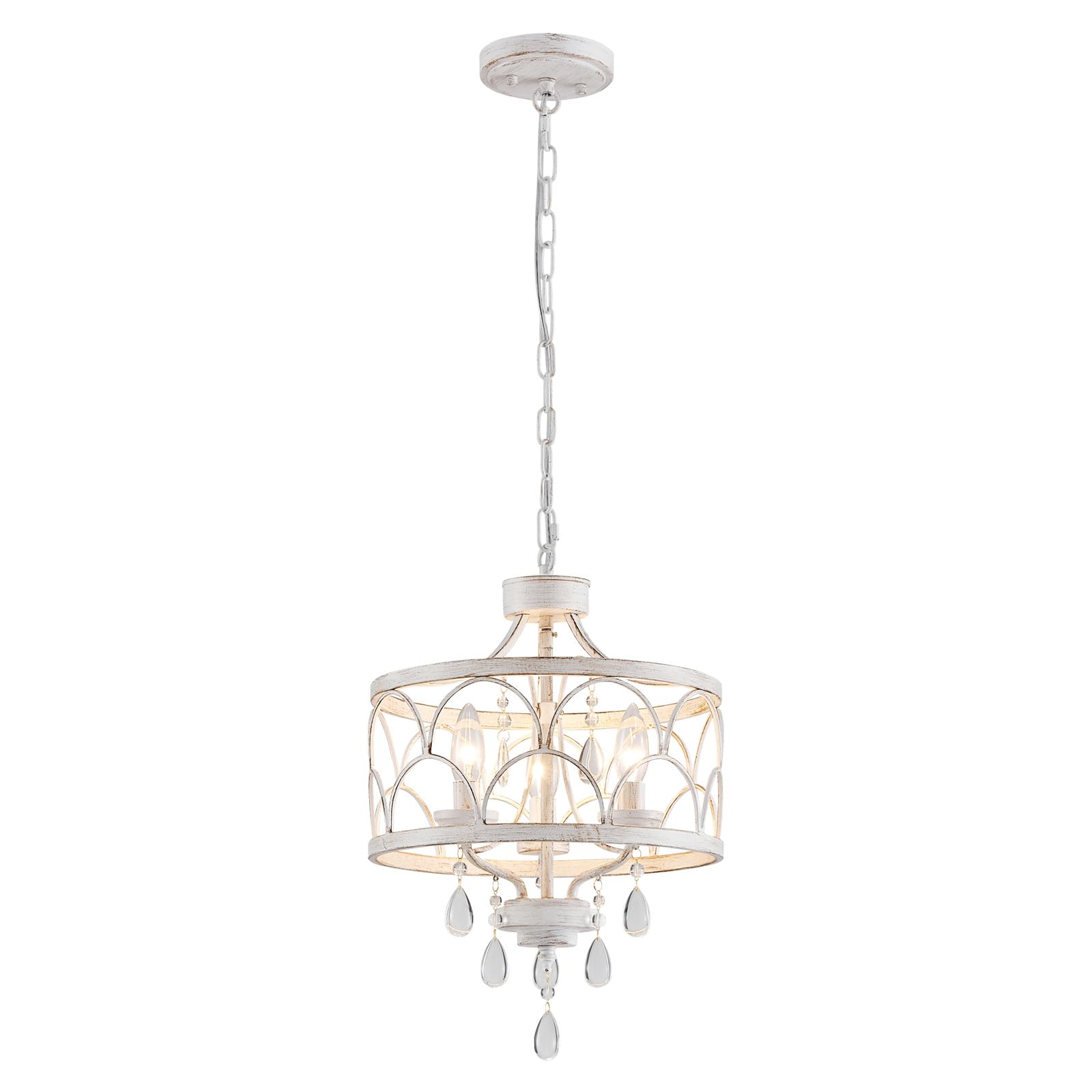 Round Farmhouse Gold Chandelier — 3-Light