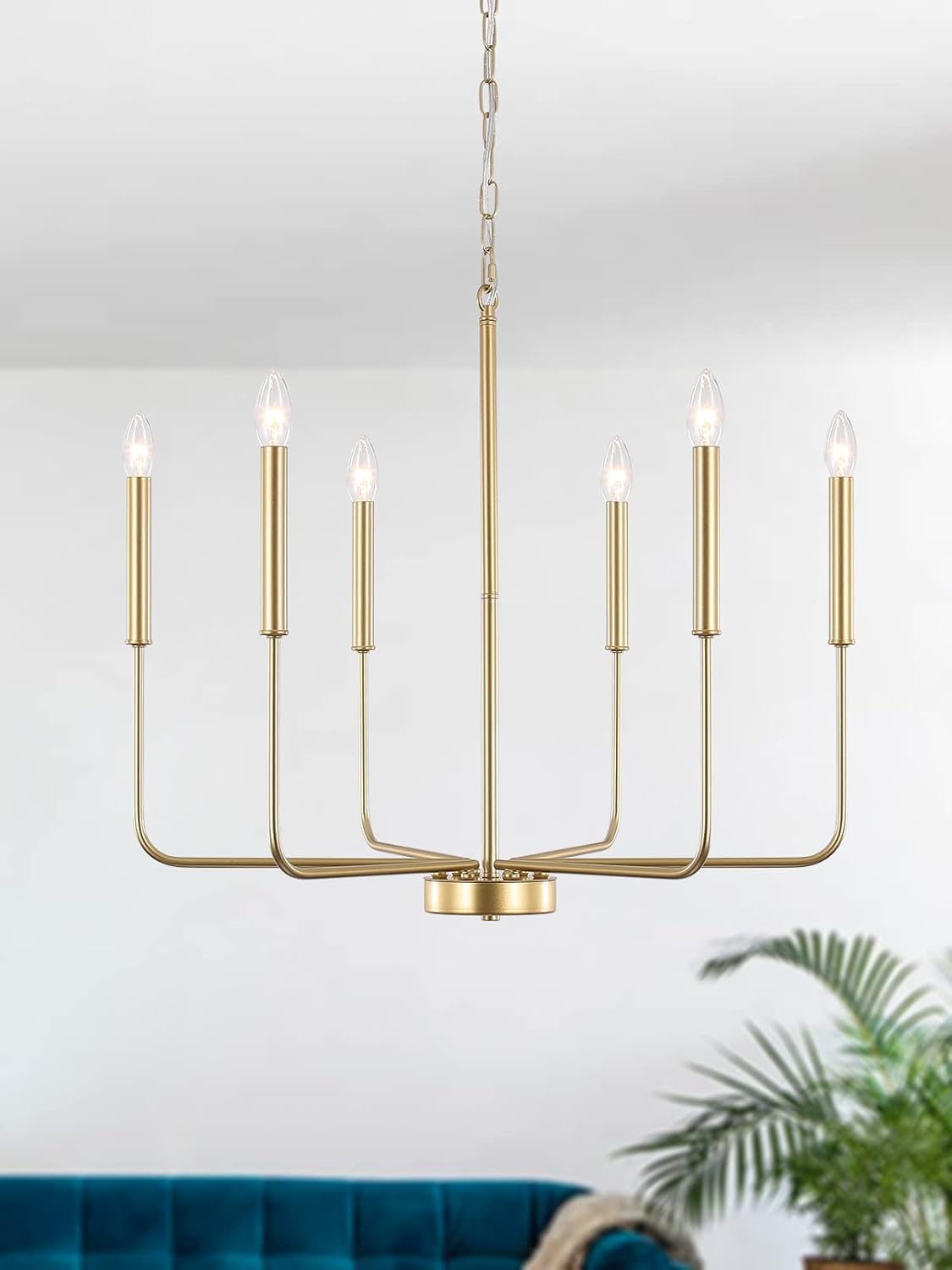 Farmhouse Black Chandelier — 6 Lights-Gold