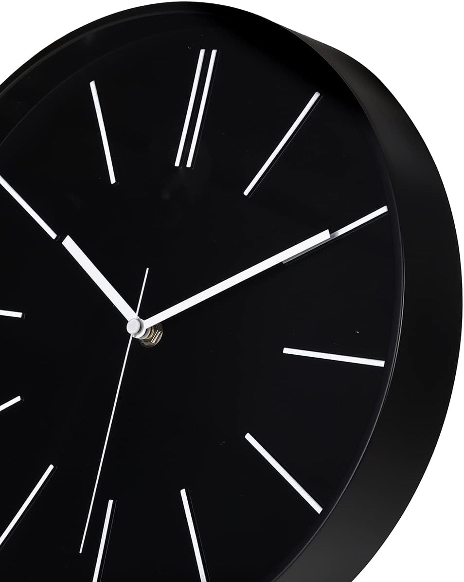 Battery Operated Modern Black Wall Clock — 12" - View 9