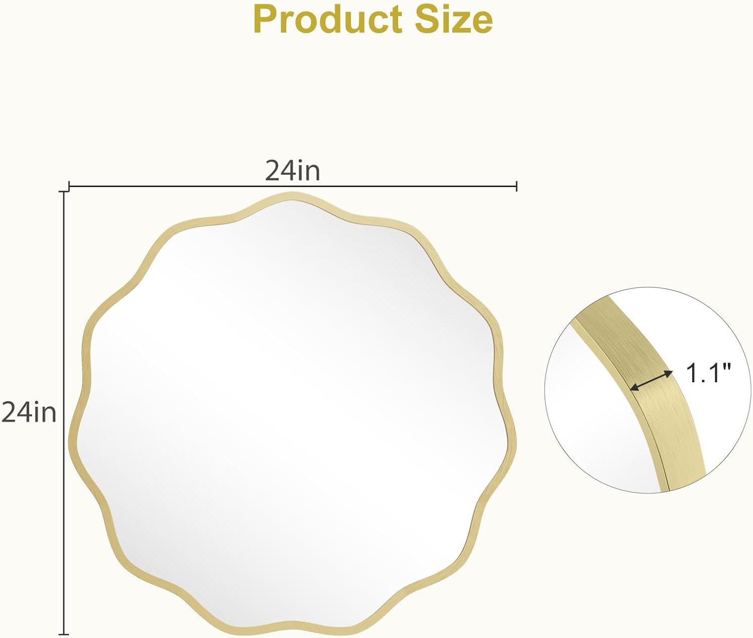 Luxe Black Round Mirror — 24" - View 6