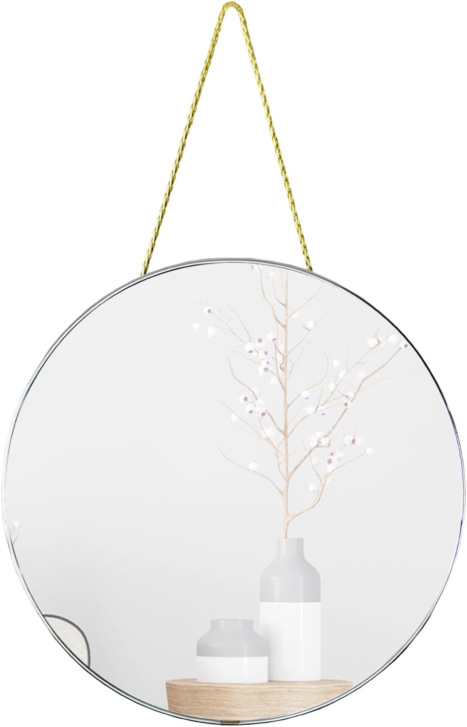 Round Luxe Black Wall Mirror — 12.6" — Sliver
