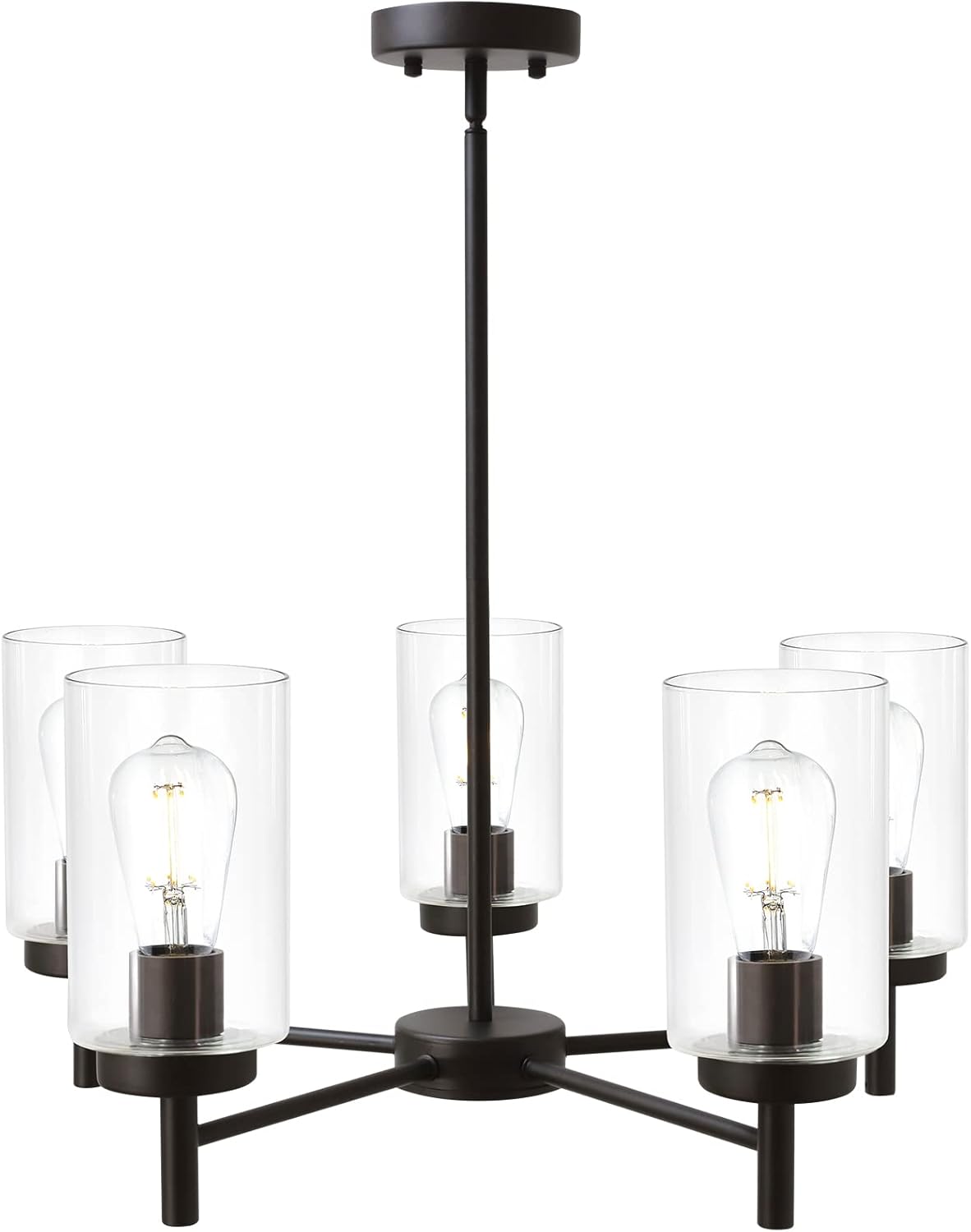 Vintage Modern Black Chandelier — 5-Light — Oil-Rubbed Bronze