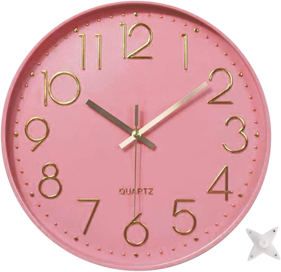 Battery Operated Blue Wall Clock — Pink-rose