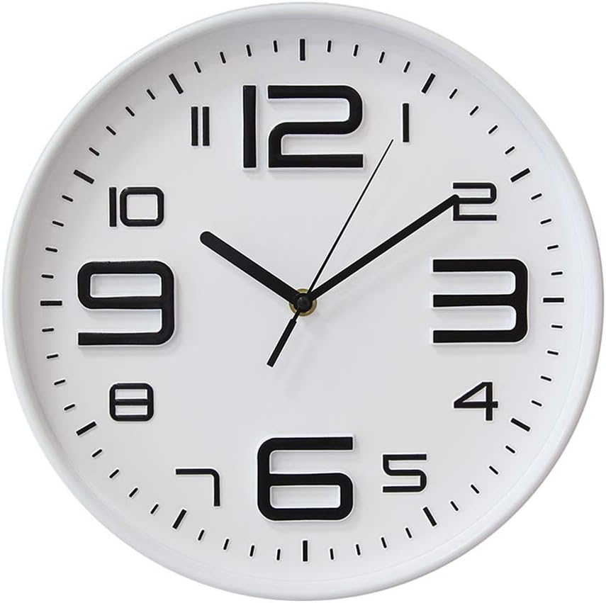 Battery Operated Modern Black Wall Clock — 12" — Model D