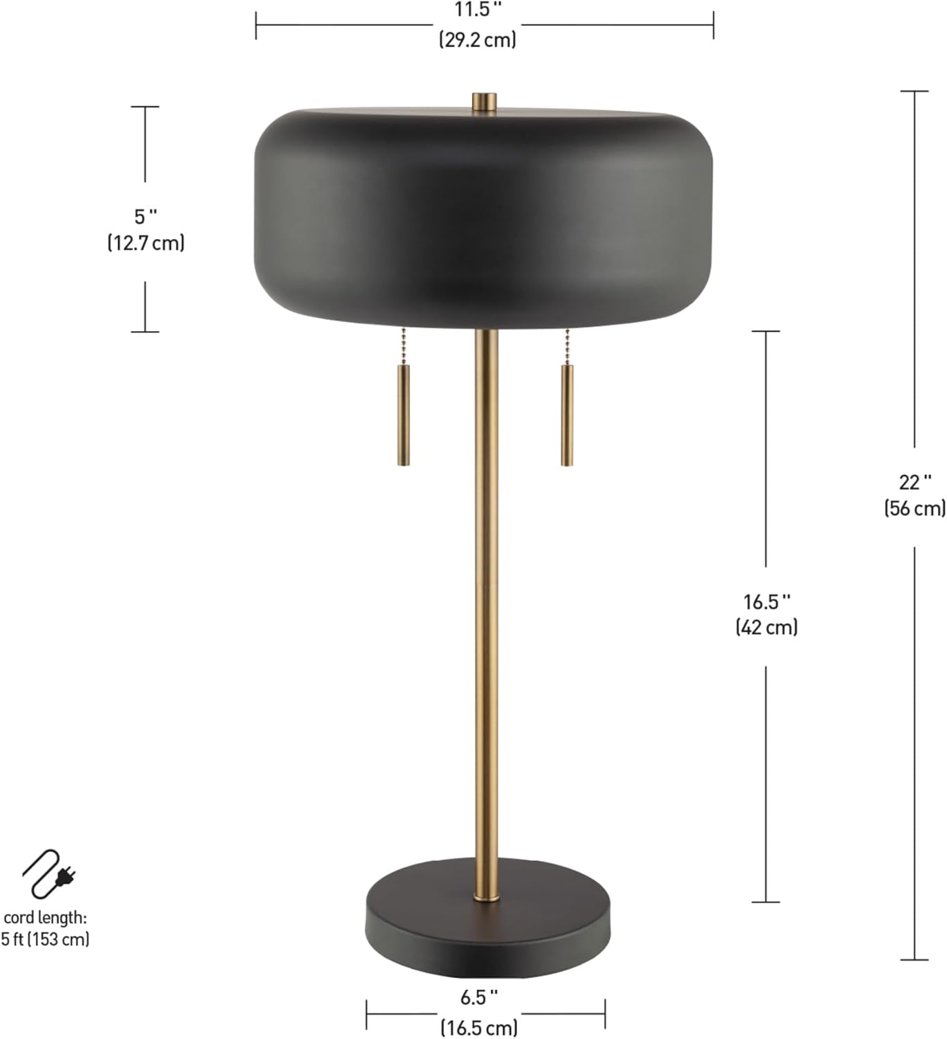 Modern Gold Table Lamp — 2-Light - View 6