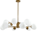 Mid-Century Black Chandelier — 8-Light — 12-Light(Gold+White)