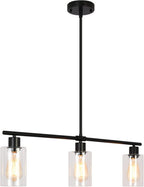Farmhouse Black Chandelier — 3-Light — Black-3 Light