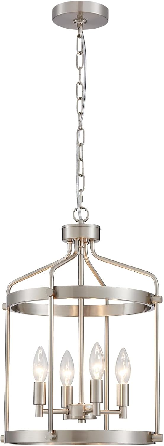 Farmhouse Black Chandelier — 4-Light — Nickel