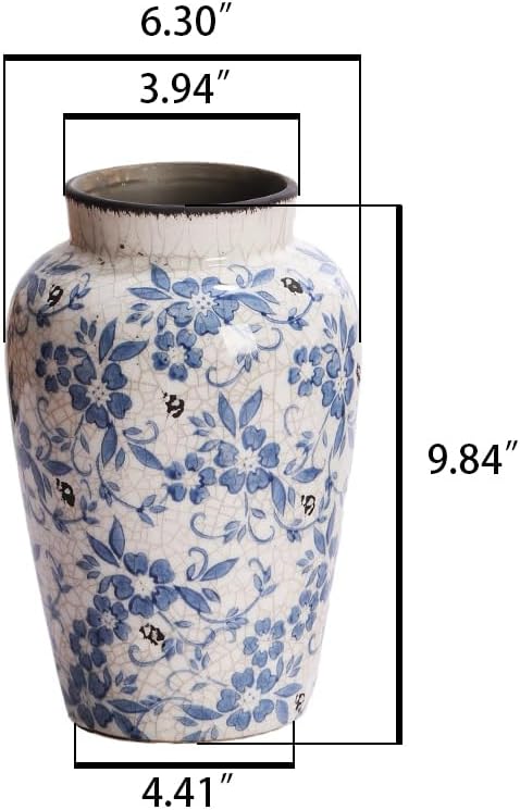 Vintage Farmhouse Ceramic Flower Vase — 8" - View 2
