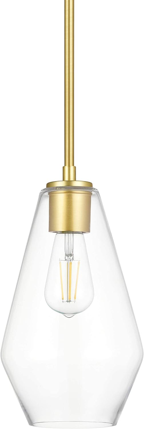 Farmhouse Black Pendant Light — Satin Brass
